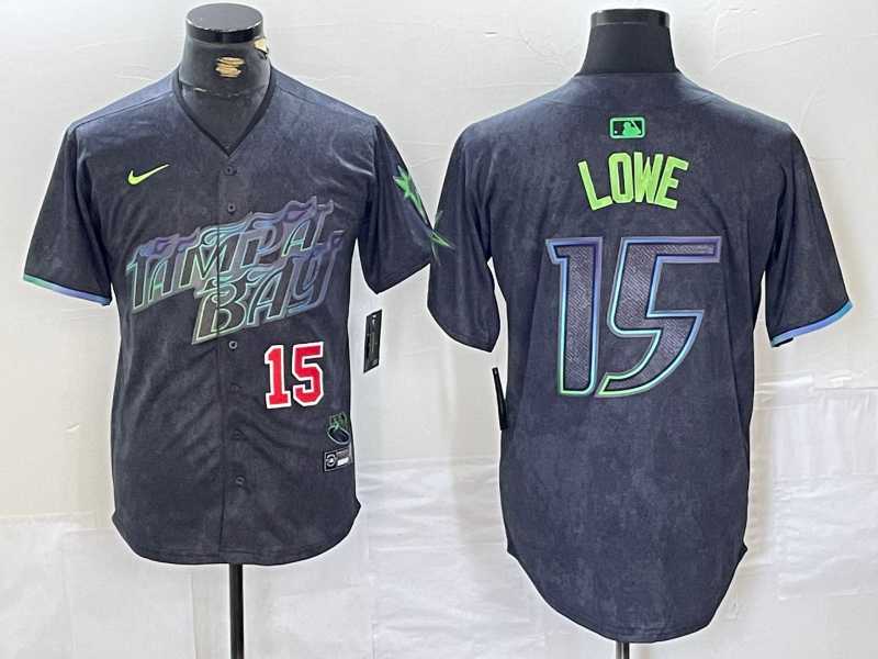 Mens Tampa Bay Rays #15 Josh Lowe Number Charcoal 2024 City Connect Limited Stitched Jerseys->tampa bay rays->MLB Jersey
